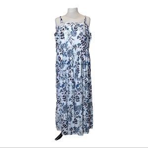 Suzanne Betro 1X White & Blue Long Sundress Flowy